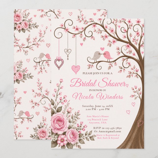 Invitación Despedida de soltera Floral (Anverso / Reverso)