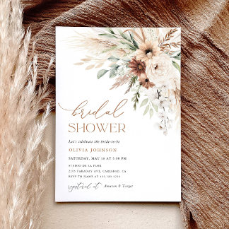 Invitación Despedida de Soltera Floral Boho con Hierba de Pam