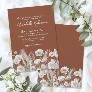 Invitación Despedida de Soltera Floral Boho Naranja Quemada
