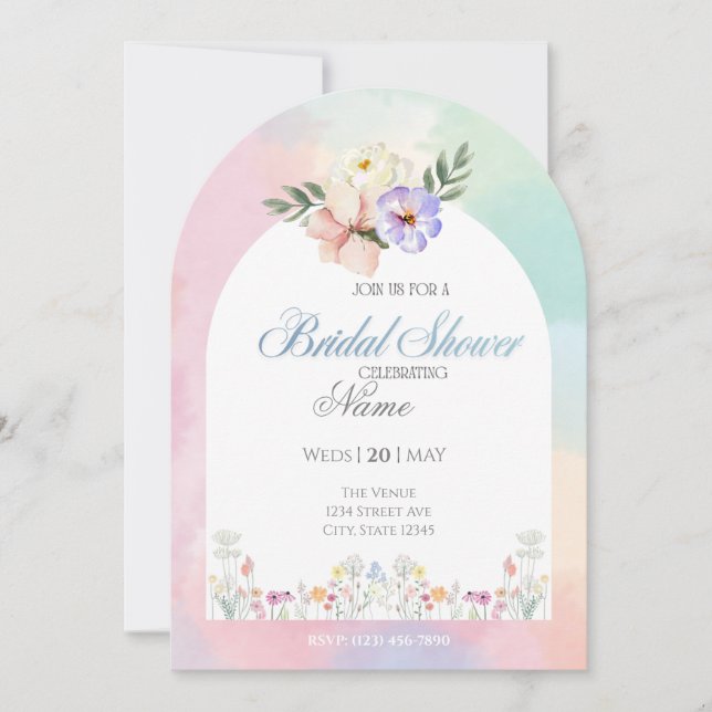 Invitación Despedida de soltera floral colorida (Anverso)