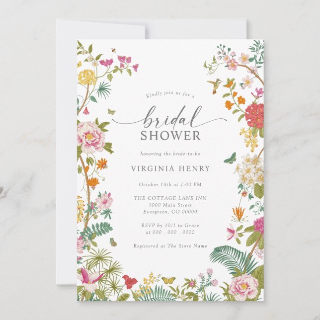 Invitación Despedida de soltera floral colorida (Anverso)