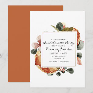 Invitación Despedida de soltera floral de acuarela de otoño