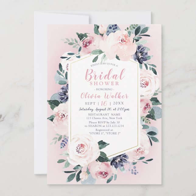 Invitación Despedida de soltera floral de auge botánico sonro (Anverso)