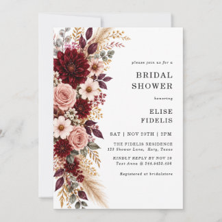 Invitación Despedida de soltera floral de hierba de Pampas co