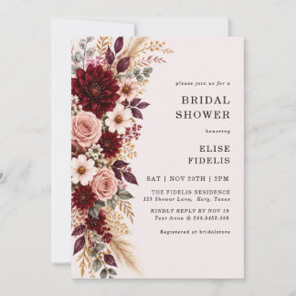 Invitación Despedida de soltera floral de hierba de Pampas co