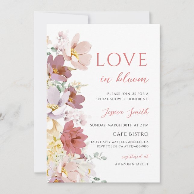 Invitación Despedida de soltera floral de primavera (Anverso)