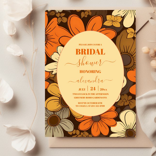 Invitación Despedida de soltera floral retro de los setenta (Subido por el creador)