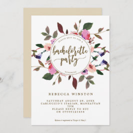 Invitación despedida de soltera floral rosa morado