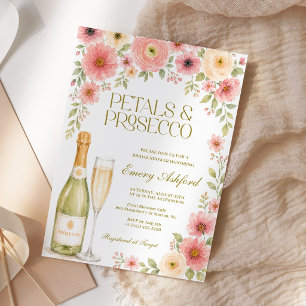 Invitación Despedida de soltera floral rosa Pétalos y Prosecc