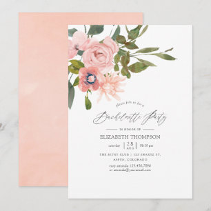 Invitación Despedida de soltera floral rosa y dorado