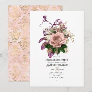 Invitación Despedida de soltera floral shabby burgundy rubor