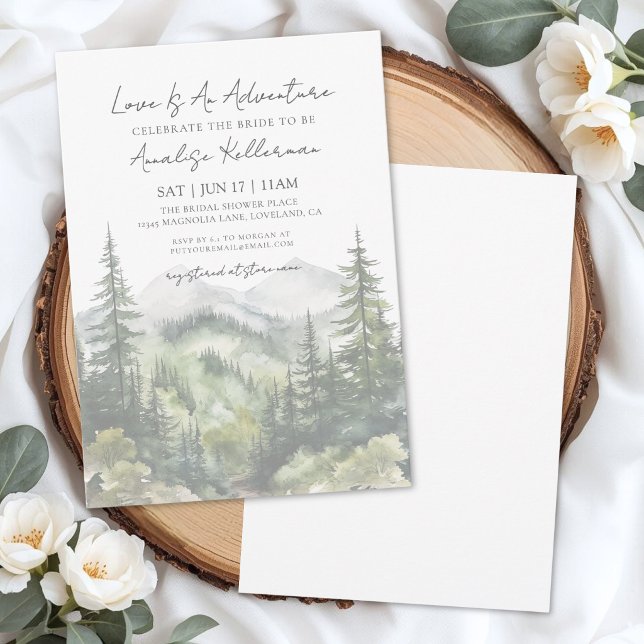 Invitación Despedida de soltera Forest Mountain Adventure (Forest Mountain Adventure Bridal Shower Invitation)