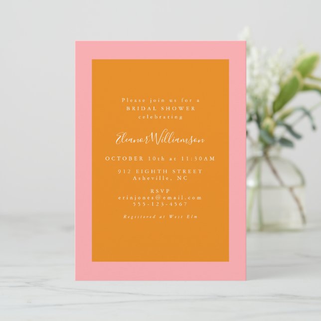 Invitación Despedida de soltera geométrica moderna rosa y nar (Anverso de pie)