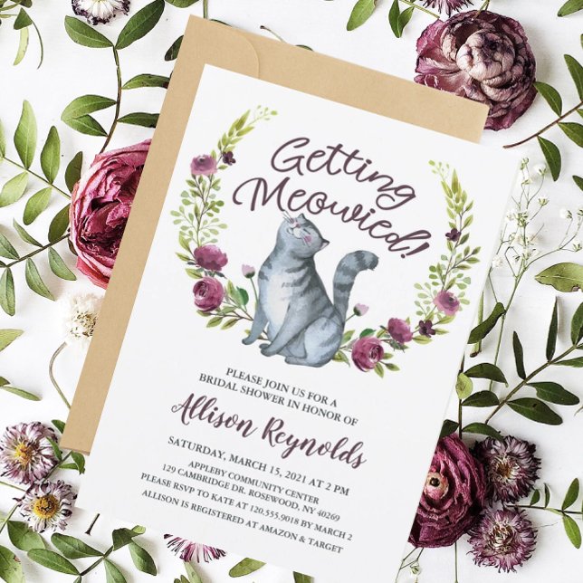Invitación Despedida de soltera Getting Meowied (The purrrrr-fect bridal shower invitation!)