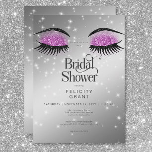 Invitación Despedida de soltera glamurosa de rosa caliente mo