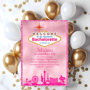 Invitación Despedida de soltera glamurosa rosa en Las Vegas