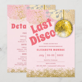 Invitación Despedida de soltera glamuroso retro Disco Rosa Do