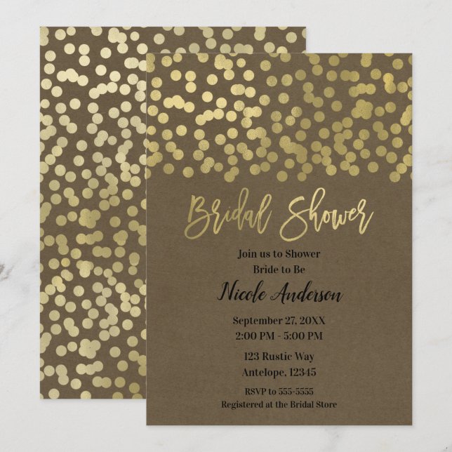 Invitación Despedida de soltera Gold Modern Chic Rustic Kraft (Anverso / Reverso)