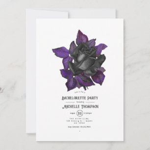 Invitación Despedida de soltera gótica de negro y púrpura dor