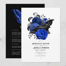 Invitación Despedida de soltera gótica floral azul real glamo