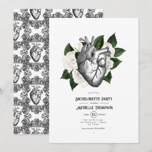 Invitación Despedida de soltera gótica floral blanca capricho