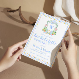 Invitación Despedida de soltera grandmillennial con monograma
