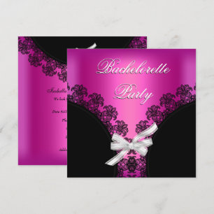 Invitación Despedida de soltera Hot pink Encaje negro