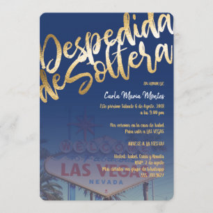 Invitación Despedida de Soltera Invitation Las Vegas FauxGold