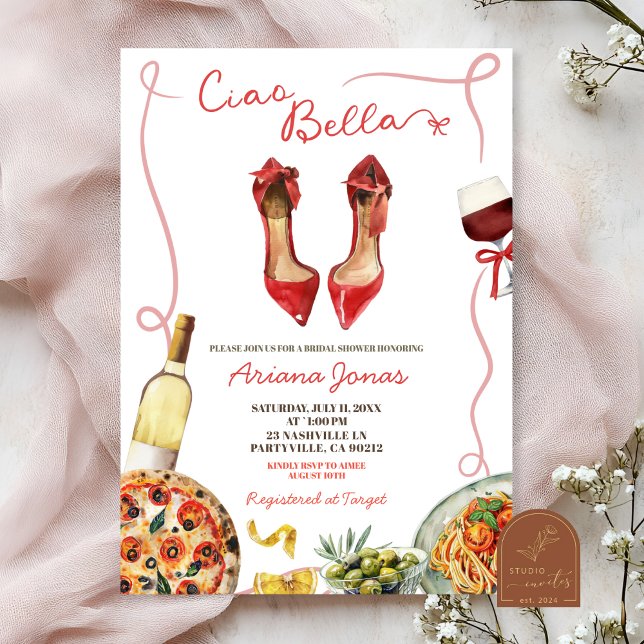 Invitación Despedida de soltera Italiana Ciao Bella (Subido por el creador)