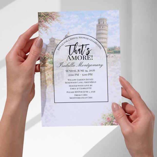 Invitación Despedida de soltera italiana Pisa That's Amore (Italian Pisa That’s Amore Bridal Shower Invitation
)
