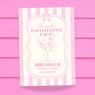 Invitación Despedida de soltera lazo coqueta femenino retro r