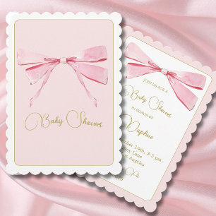 Invitación Despedida de soltera lazo de acuarela rosa lindo 