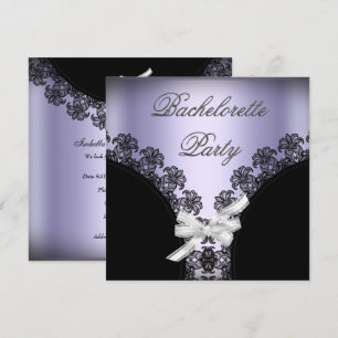 Invitación Despedida de soltera Lila Morado Encaje Negro