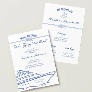Invitación Despedida de soltera lista o yate azul náutico