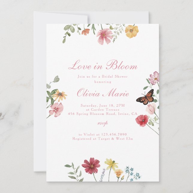 Invitación Despedida de soltera Love in Bloom (Anverso)