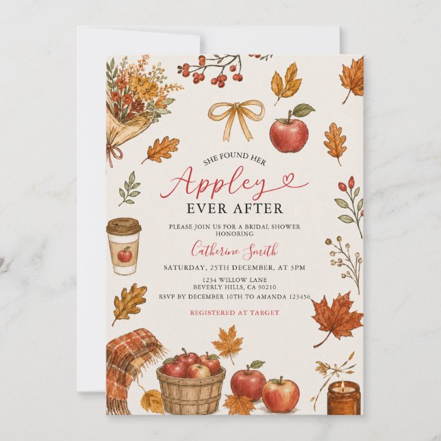 Invitación Despedida de Soltera Manzana Eterna Después (Anverso)