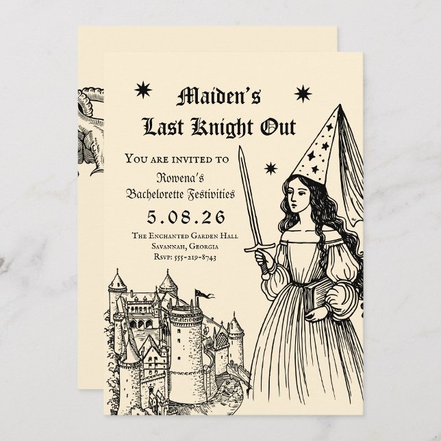 Invitación Despedida de soltera Medieval “Último Caballero” (Subido por el creador)