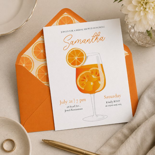 Invitación Despedida de soltera minimalista con Aperol Spritz (Subido por el creador)