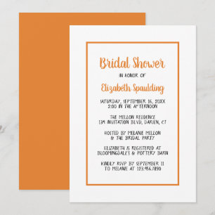 Invitación Despedida de Soltera Minimalista Naranja Boda Mode