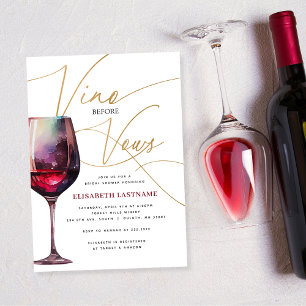 Invitación Despedida de Soltera Modern Merlot Gold Vino Antes