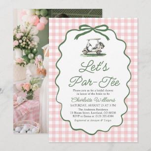 Invitación Despedida de soltera Modern Pink Green Golf Let's 