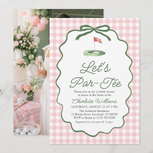 Invitación Despedida de soltera Modern Pink Green Golf Let's