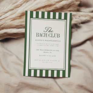 Invitación Despedida de soltera moderna a rayas verdes "Bach 