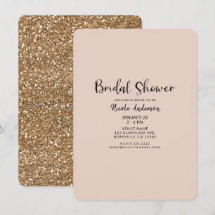 Invitación Despedida de soltera moderna con brillo dorado y g