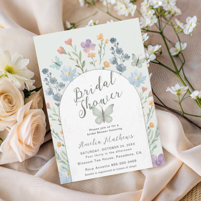 Invitación Despedida de soltera moderna de mariposas y flores (Subido por el creador)