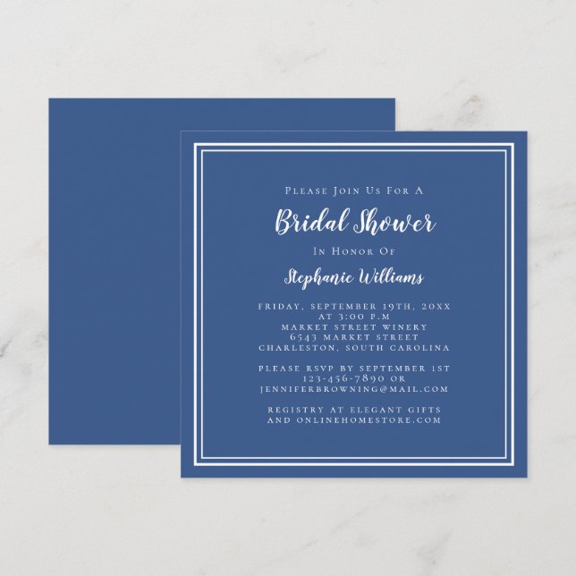 Invitación Despedida de soltera Moderno Cuadrado Elegante Clá (Anverso / Reverso)