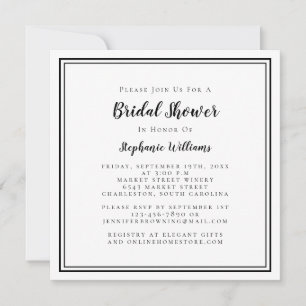 Invitación Despedida de Soltera Moderno Cuadrado Elegante Neg