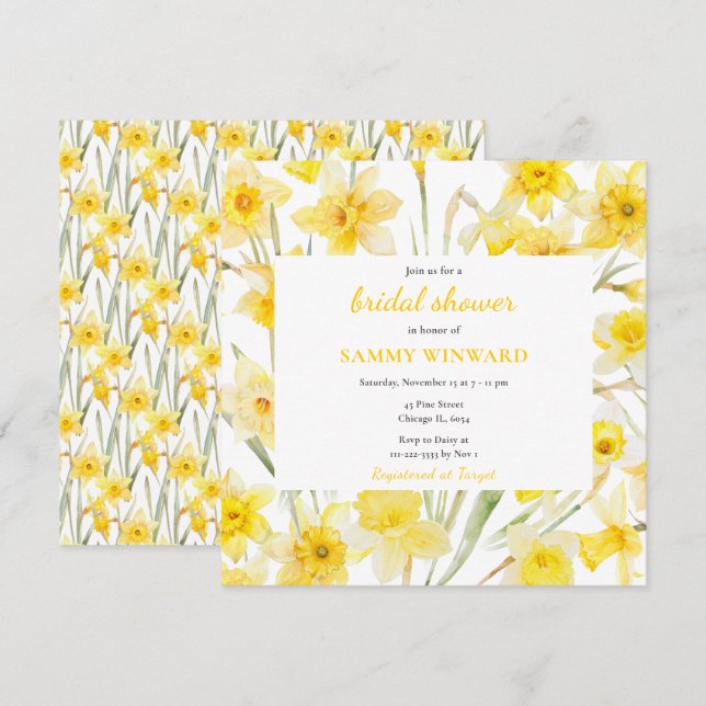 Invitación Despedida de Soltera Narcisos de Primavera (Anverso / Reverso)