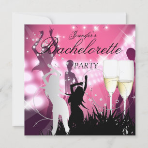 Invitación Despedida de soltera negro rosa blanco champán