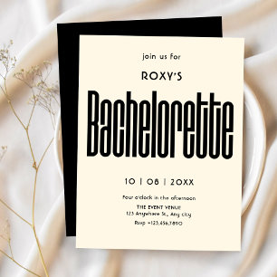 Invitación Despedida de soltera negro y blanco Modern Retro